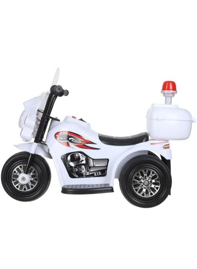 Kids Electric Ride-On Motorcycle Toy with LED Lights and Siren-White