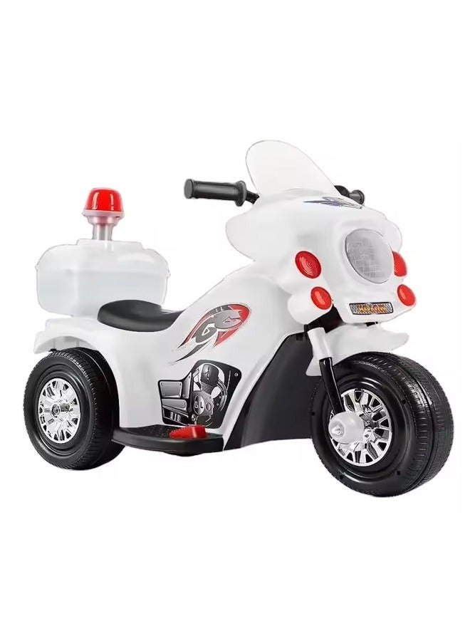 Kids Electric Ride-On Motorcycle Toy with LED Lights and Siren-White