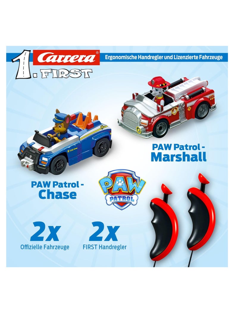 Paw Patrol Chase Marshall Racetrack Material : Plastic Unisex Includes 2 Vehicles, 2 Hand Controls Ages 3+