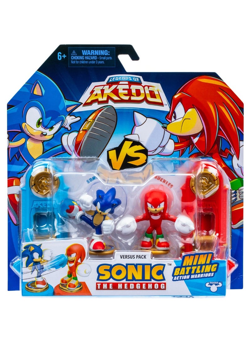 Sonic The Hedgehog Versus Pack With Sonic And Knuckles, Mini Collectable Battling Action Warriors, 2.25 Inches Contains 2 Battle Controllers Â€Ž6 - 15 Years