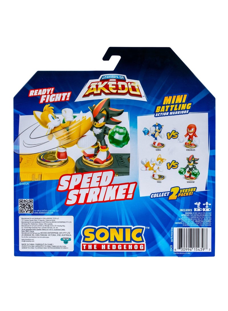 Sonic The Hedgehog Versus Pack With Tails And Shadow, Mini Collectable Battling Action Warriors, 2.25 Inches Contains 2 Battle Controllers  Â€Ž6 - 15 Years