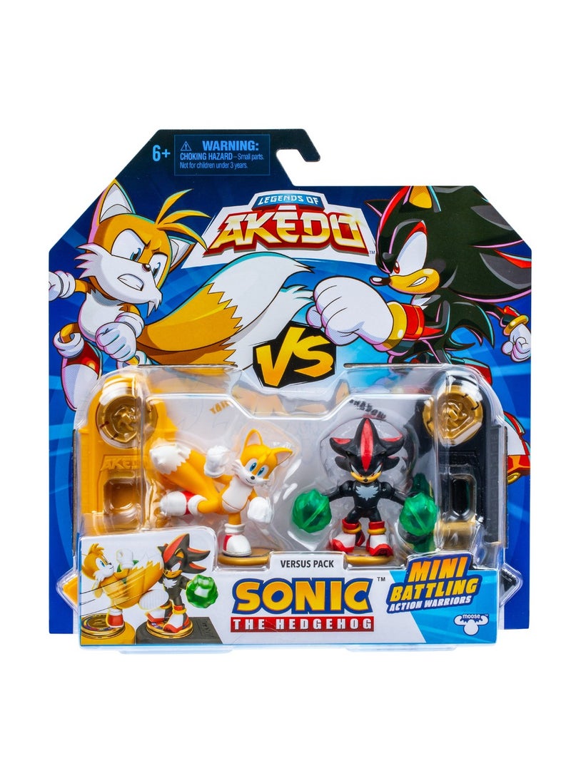 Sonic The Hedgehog Versus Pack With Tails And Shadow, Mini Collectable Battling Action Warriors, 2.25 Inches Contains 2 Battle Controllers  Â€Ž6 - 15 Years