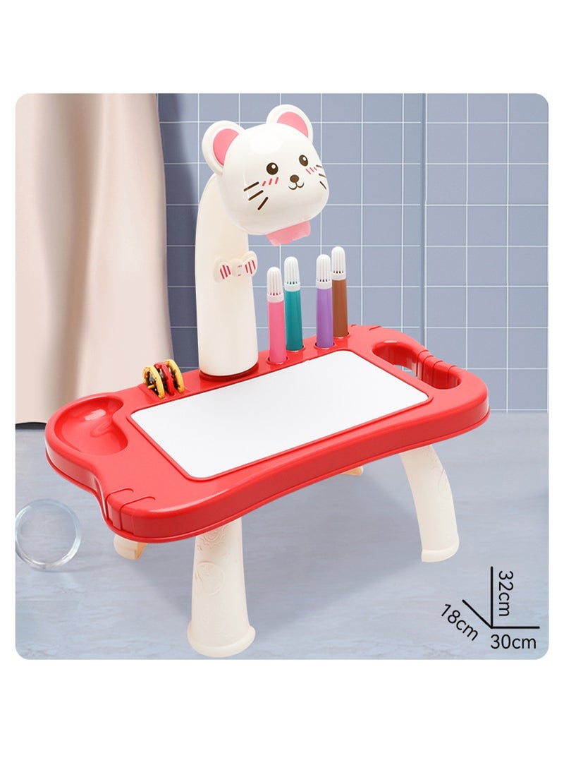 Cat Projection Table, Children'S Drawing Projector With Flashlight Slide Projector Toy, Tracing Sketch Table With Light Music, Suitable For Early Art Learning Game Gifts