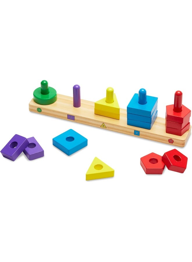 Melissa & Doug Stack and Sort Board Wooden Educational Toy With 15 Solid Wood Pieces