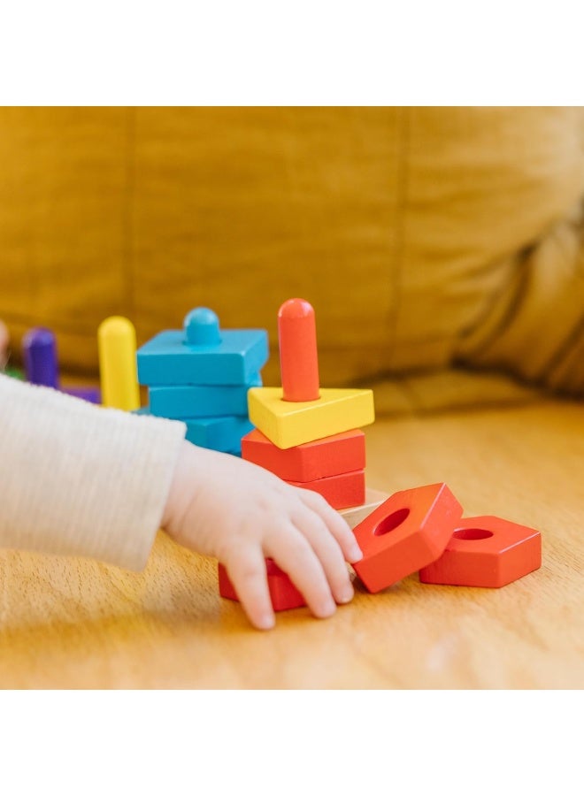 Melissa & Doug Stack and Sort Board Wooden Educational Toy With 15 Solid Wood Pieces