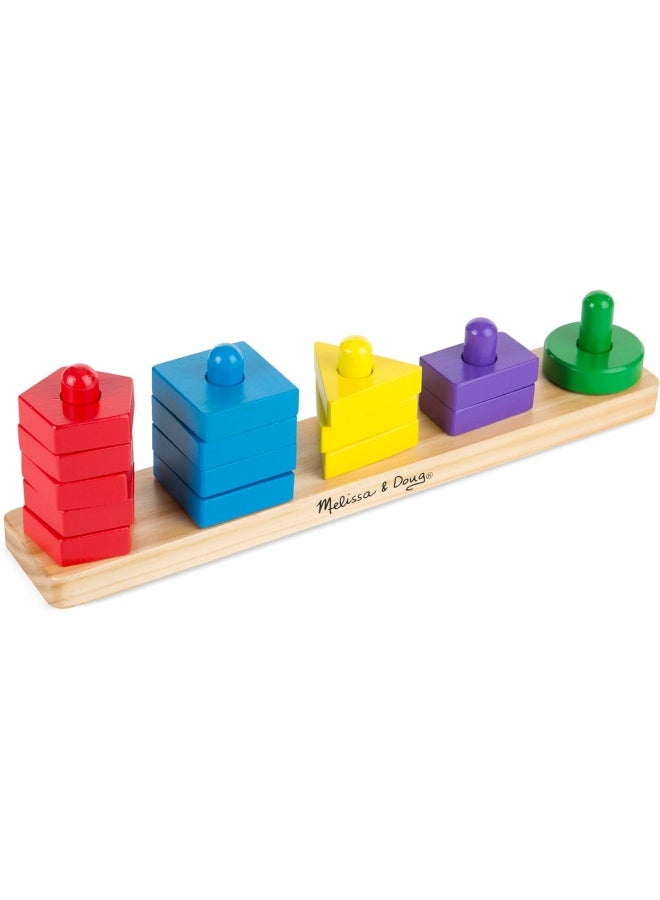 Melissa & Doug Stack and Sort Board Wooden Educational Toy With 15 Solid Wood Pieces