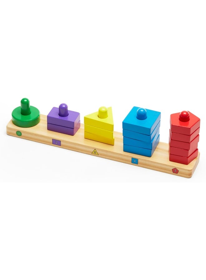 Melissa & Doug Stack and Sort Board Wooden Educational Toy With 15 Solid Wood Pieces