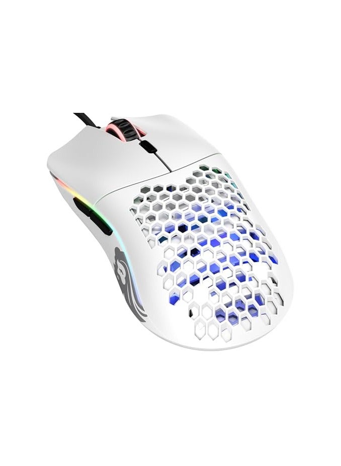 Model O Wired Gaming Mouse - RGB 67g Lightweight Ergonomic - Backlit Honeycomb Shell Design Mice (Matte White)