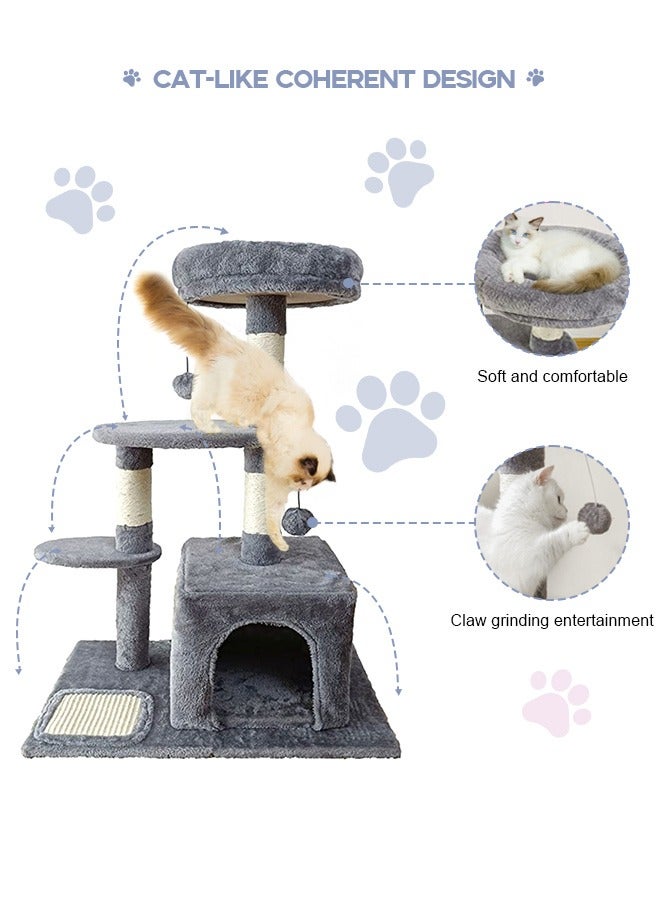 Cat Tree with Toy, Cat Tower condo for Indoor Cats, Cat House with Padded Plush Perch,Sisal Scratching Posts