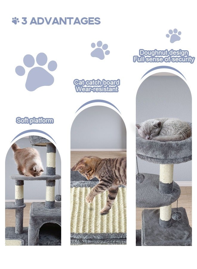 Cat Tree with Toy, Cat Tower condo for Indoor Cats, Cat House with Padded Plush Perch,Sisal Scratching Posts