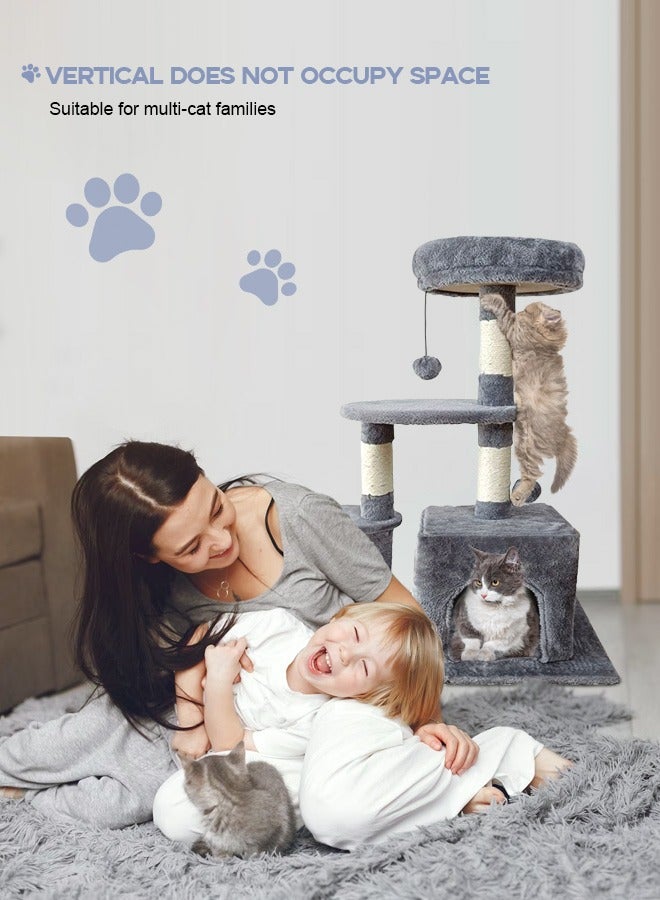 Cat Tree with Toy, Cat Tower condo for Indoor Cats, Cat House with Padded Plush Perch,Sisal Scratching Posts