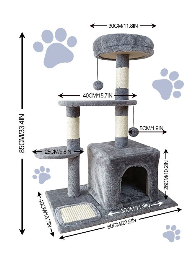 Cat Tree with Toy, Cat Tower condo for Indoor Cats, Cat House with Padded Plush Perch,Sisal Scratching Posts