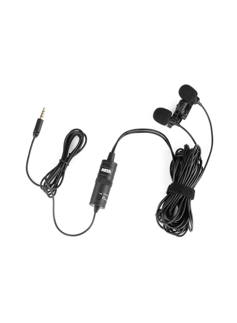 BOYA by-M1 Universal 2-Person Dual Omnidirectional Lavalier Microphone for Cameras, Smartphones, Tablets, Computers and Recorders