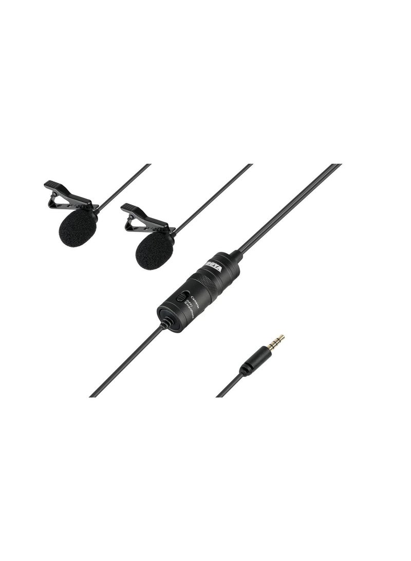 BOYA by-M1 Universal 2-Person Dual Omnidirectional Lavalier Microphone for Cameras, Smartphones, Tablets, Computers and Recorders