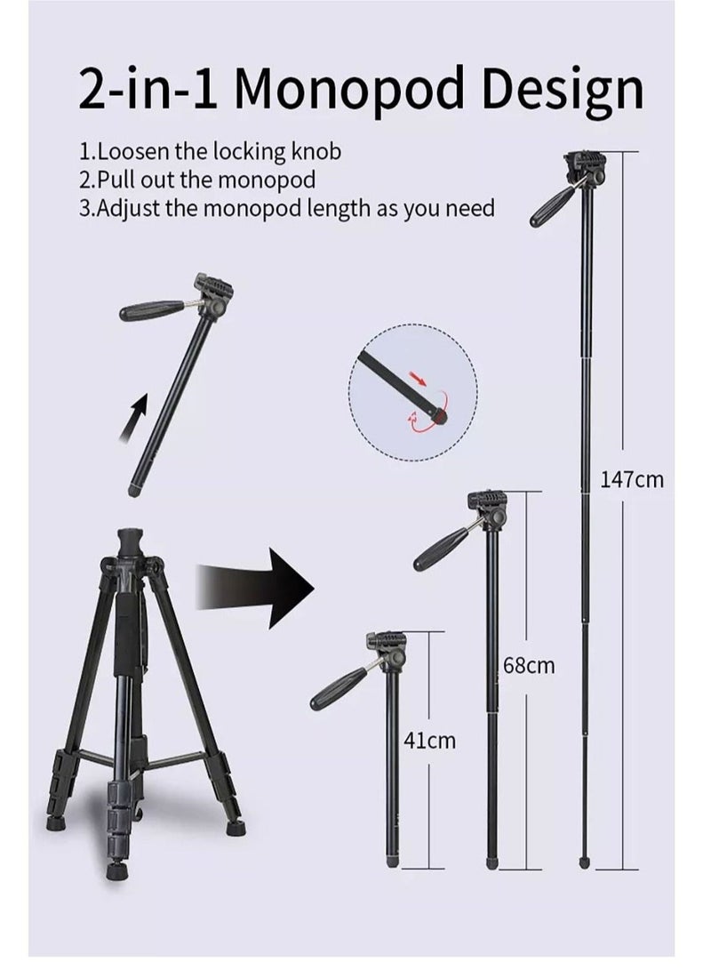 Professional Aluminium Tripod Monopod for All DSLR Cameras Lightweight Tripod Stand 360 degree 3 way Head Travel Phone Stand Aluminum