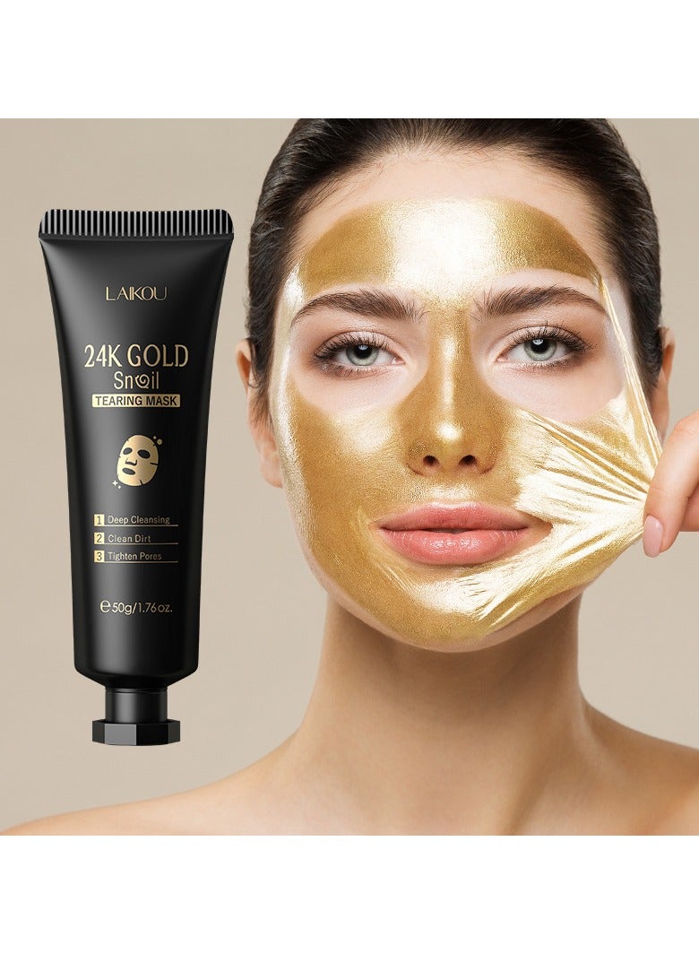 24K Gold Foil Peel-Off Mask, Tube, Hydrating, Moisturizing, and Refines Pores