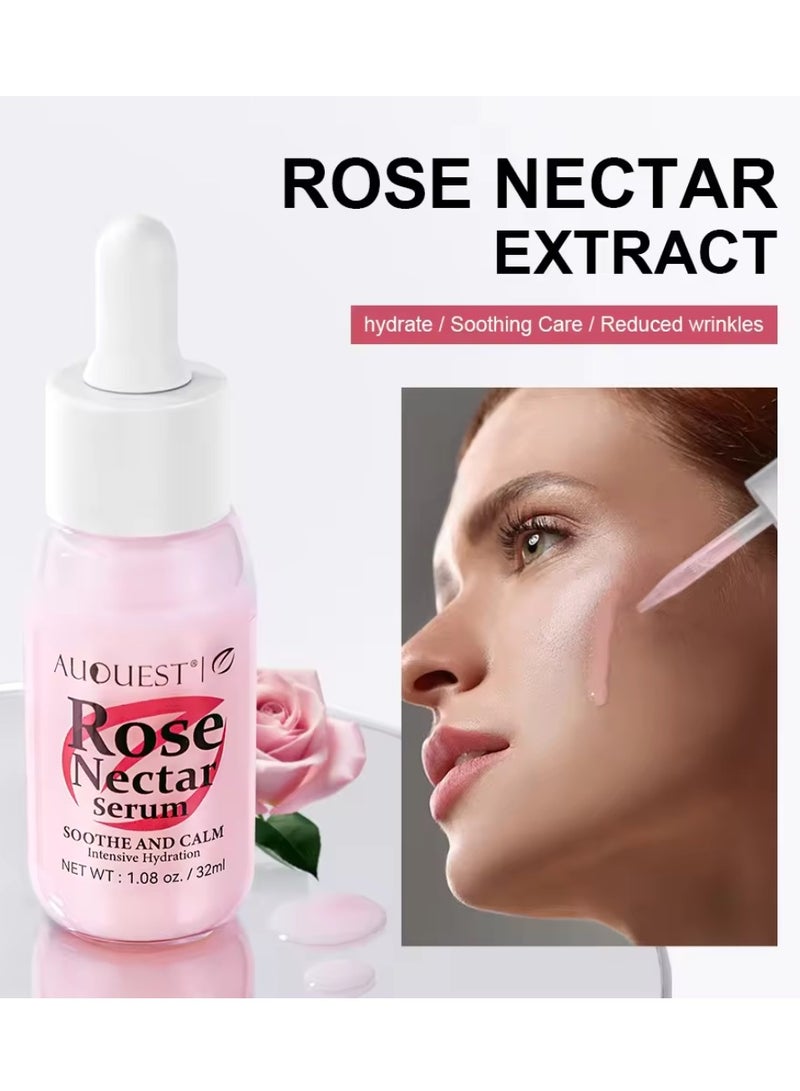 Rose Nectar Serum Rose Face Serum Soothe and Calm Soft Smooth Skin and Intensive Hydration Hydrating Moisturizing Nourishing Face Serum for Dry Sensitive and Fine Line Skin Rose Whitening Serum 32ml