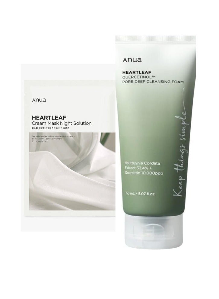 Heartleaf Quercetinol Pore Deep Cleansing Foam White 150ml with Cream Mask Night Solution 14ml