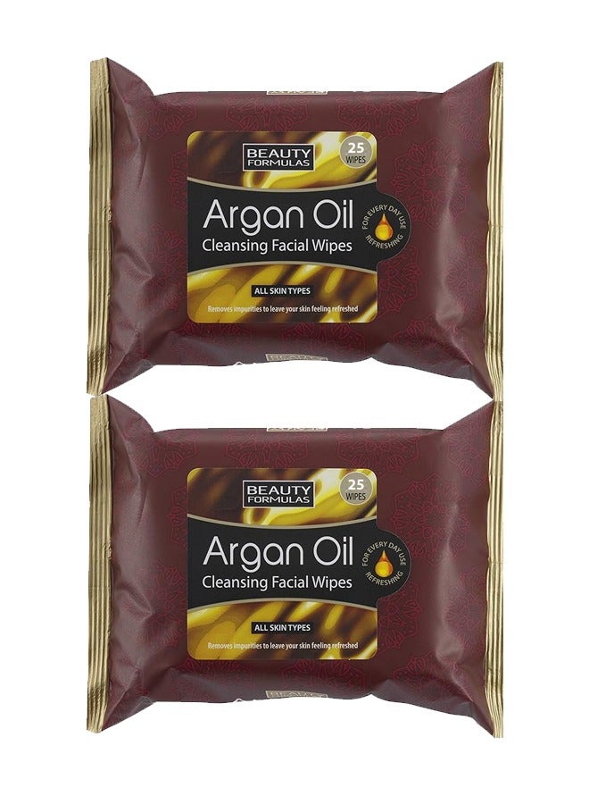 Argan Oil Cleansing Facial Wipes 50 Wipes – All Skin Types, Hydrating and Refreshing, Vegan Friendly