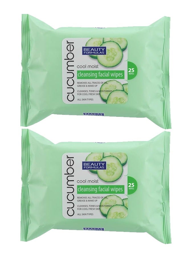 Cucumber Cool Moist Cleansing Facial Wipes 50 Wipes – All Skin Types, Removes Oil, Grease & Makeup, Cleanses, Tones & Moisturizes