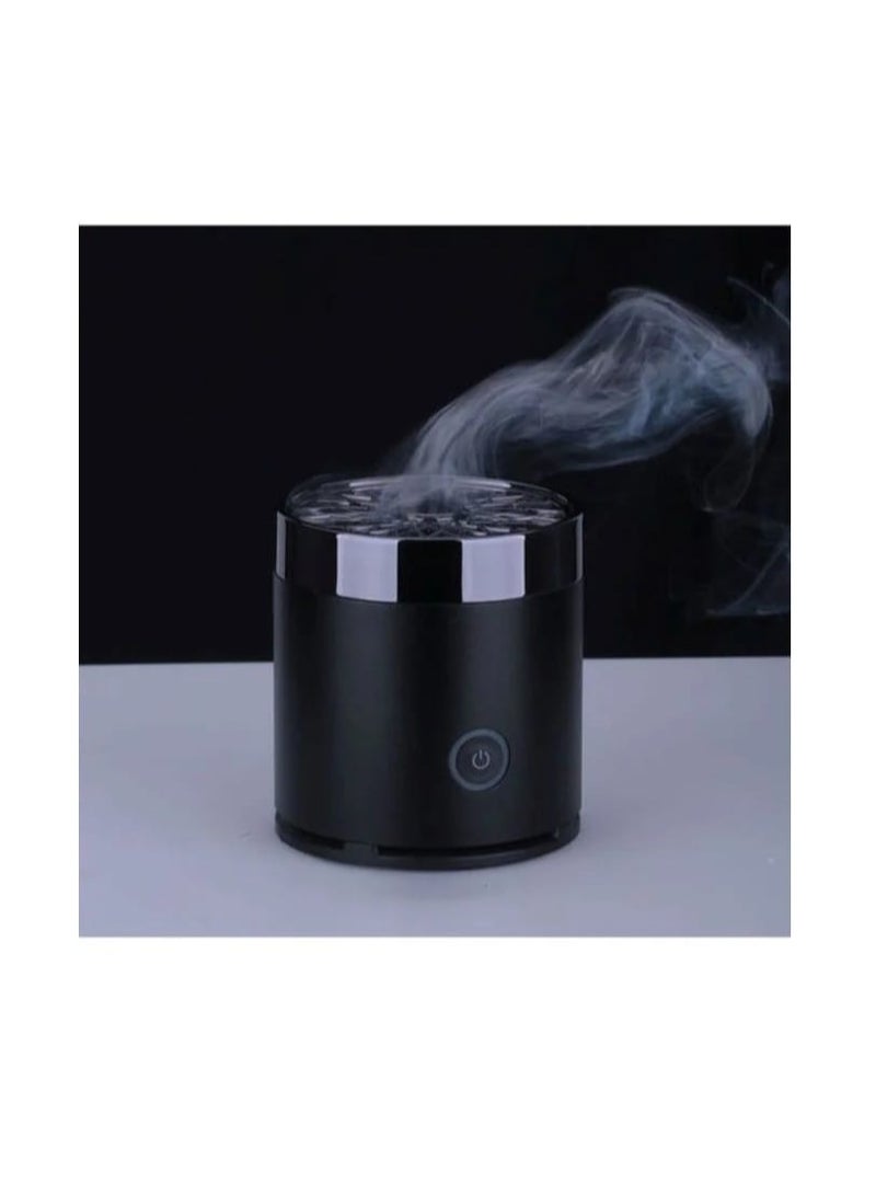 Round Metal Incense Bakhoor Burner for Home Work Black 9x7x7cm