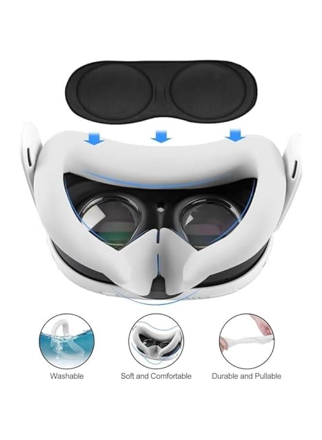 VR Accessories for Meta Quest 3, 6 in 1 Silicone Protective Case Set for Oculus Quest 3, Controller Grip Cover, VR Shell Cover, Face Cover (White)