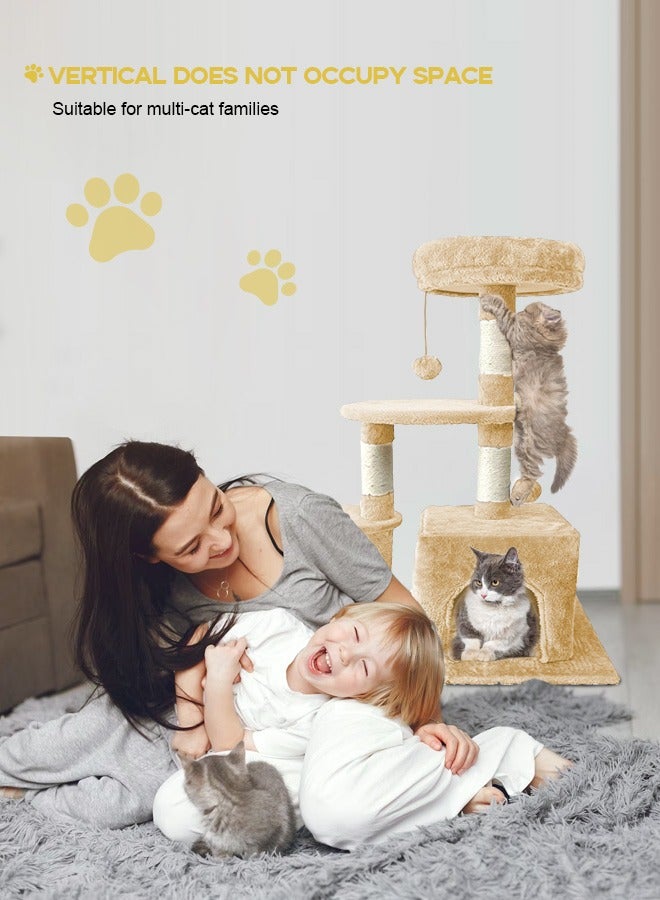 Cat Tree with Toy, Cat Tower condo for Indoor Cats, Cat House with Padded Plush Perch,Sisal Scratching Posts