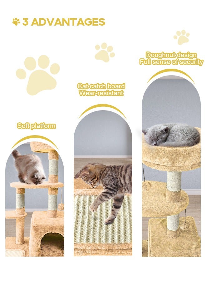 Cat Tree with Toy, Cat Tower condo for Indoor Cats, Cat House with Padded Plush Perch,Sisal Scratching Posts