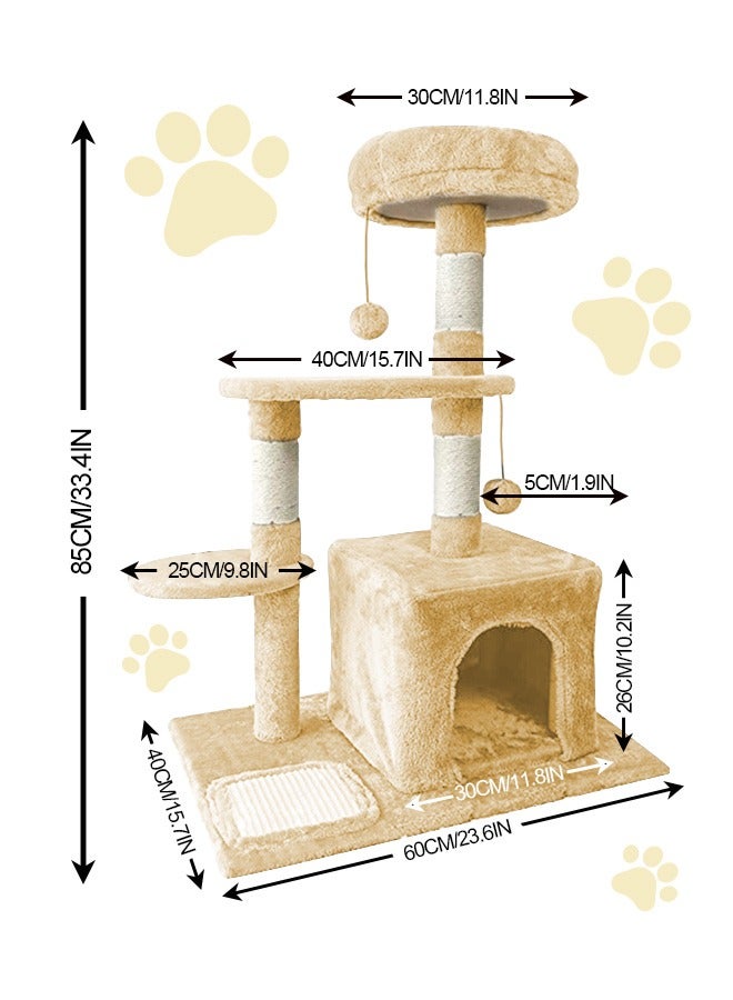 Cat Tree with Toy, Cat Tower condo for Indoor Cats, Cat House with Padded Plush Perch,Sisal Scratching Posts