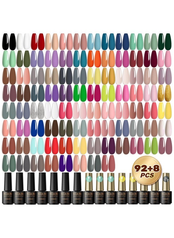 100Pcs Gel Nail Polish Set 92 Pcs Colors Gel Polish Set With 8 Bottles Of Base And Glossy Matte Top Coat Starter Gel Nail Set Suitable For All Seasons Gift For Women