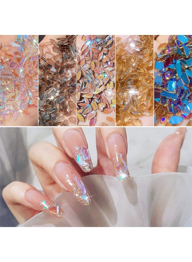 100Pcs Aurora Nail Art Rhinestones Multi Shapes 3D Glass Ab Crystal For Nail Art Craft Decoration Mix 10 Style Flat Back Crystals Charm Gem Stone