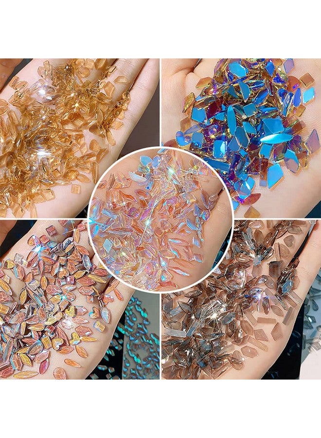 100Pcs Aurora Nail Art Rhinestones Multi Shapes 3D Glass Ab Crystal For Nail Art Craft Decoration Mix 10 Style Flat Back Crystals Charm Gem Stone
