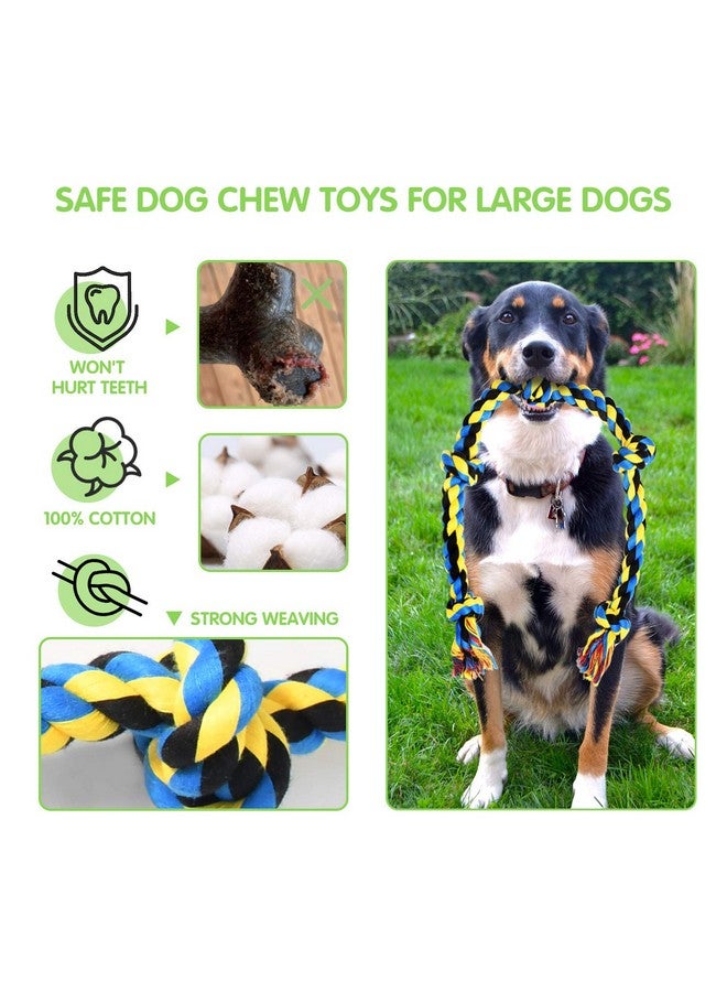 Large Tough Chew Toys For Aggressive Chewers Large Breed,Heavy Duty Dental Rope Toys Kit For Medium Dogs,5 Knots Indestructible Cotton Puppy Teething Chew Tug Toy Set Of 9