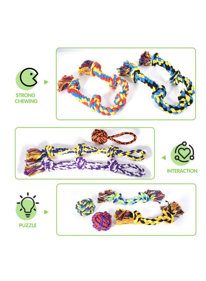 Large Tough Chew Toys For Aggressive Chewers Large Breed,Heavy Duty Dental Rope Toys Kit For Medium Dogs,5 Knots Indestructible Cotton Puppy Teething Chew Tug Toy Set Of 9