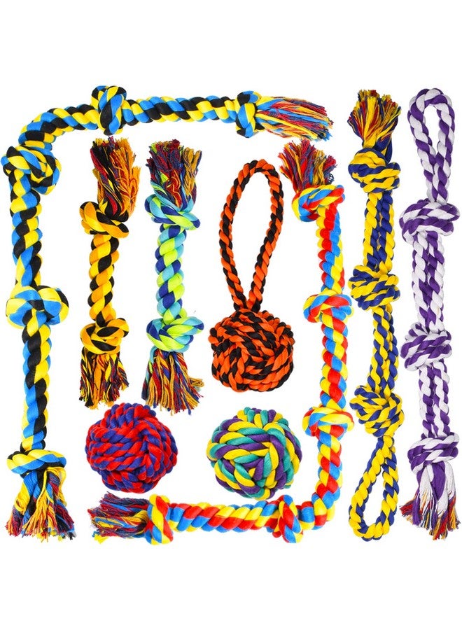 Large Tough Chew Toys For Aggressive Chewers Large Breed,Heavy Duty Dental Rope Toys Kit For Medium Dogs,5 Knots Indestructible Cotton Puppy Teething Chew Tug Toy Set Of 9