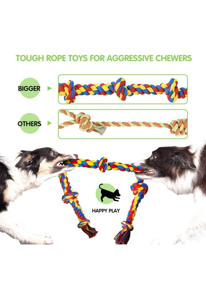 Large Tough Chew Toys For Aggressive Chewers Large Breed,Heavy Duty Dental Rope Toys Kit For Medium Dogs,5 Knots Indestructible Cotton Puppy Teething Chew Tug Toy Set Of 9