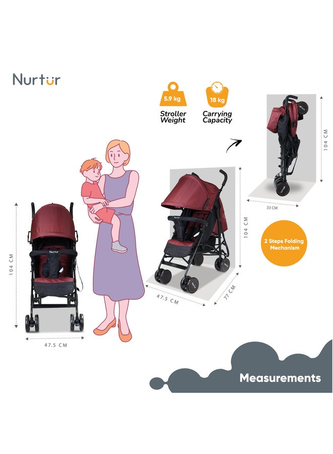 Archer Baby Kids Lightweight Stroller 0 to 36 months Storage Basket Detachable Bumper 5 Point Safety Harness Compact Design Official Nurtur Product