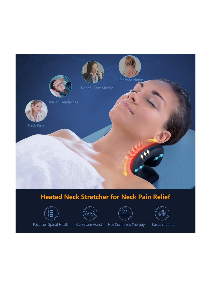 Neck and Shoulder Relaxer with Magnetic Therapy Pillowcase, Heated Cervical Traction Device Pillow with Graphene Pad, Cervical Traction Device for Relieve TMJ Headache Muscle Tension Spine Alignment