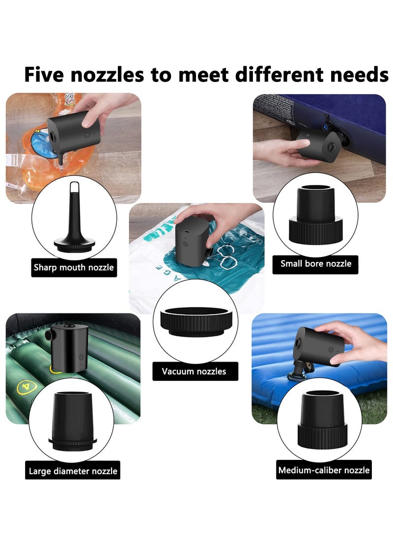 Portable Air Pump, Rechargeable Air Pump with USB, Quick Inflate Deflate for Air Mattress, Pool Toys, Floats, Swimming Ring, Air Bed, Vacuum Storage Bags