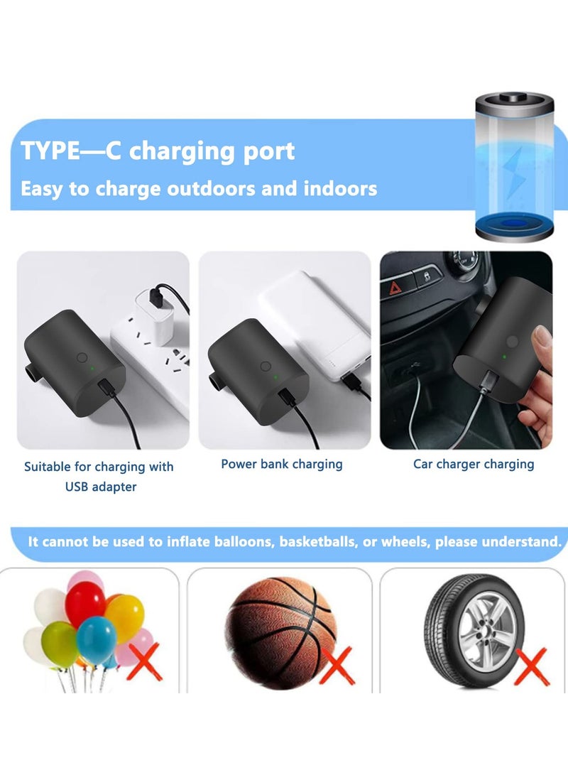 Portable Air Pump, Rechargeable Air Pump with USB, Quick Inflate Deflate for Air Mattress, Pool Toys, Floats, Swimming Ring, Air Bed, Vacuum Storage Bags