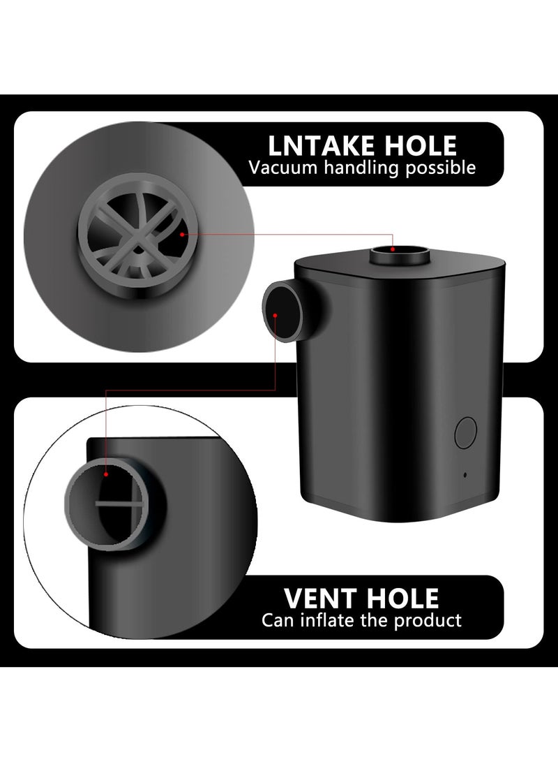 Portable Air Pump, Rechargeable Air Pump with USB, Quick Inflate Deflate for Air Mattress, Pool Toys, Floats, Swimming Ring, Air Bed, Vacuum Storage Bags