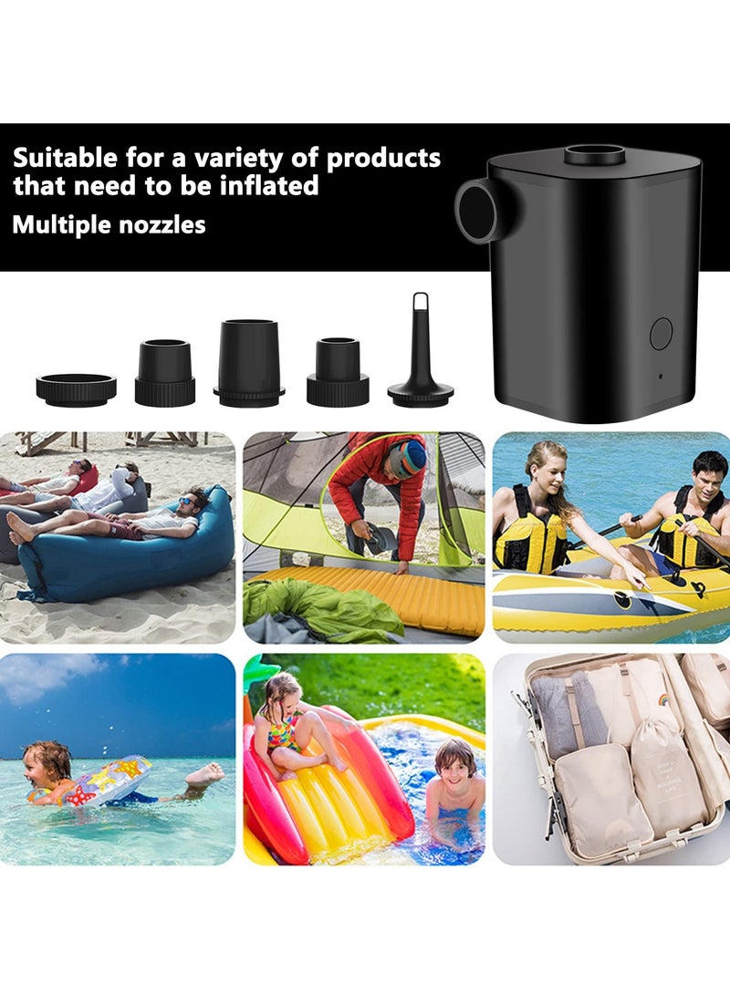 Portable Air Pump, Rechargeable Air Pump with USB, Quick Inflate Deflate for Air Mattress, Pool Toys, Floats, Swimming Ring, Air Bed, Vacuum Storage Bags