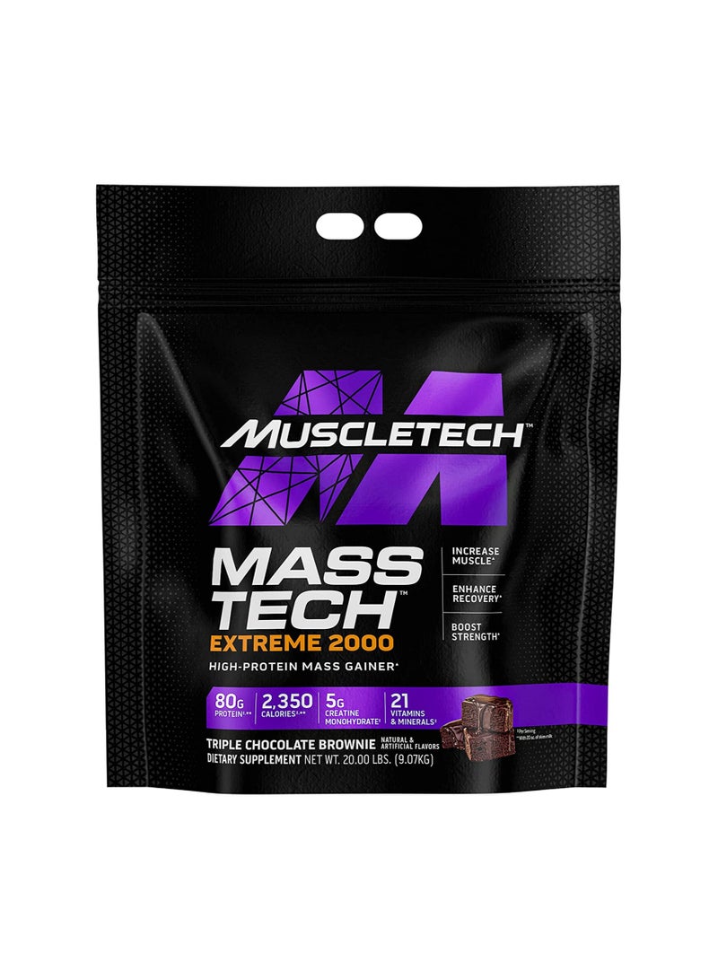 Muscletech Mass Gainer Protein Powder, Mass-Tech Extreme 2000, Muscle Builder Whey Protein Powder, Protein + Creatine + Carb, Max-Protein Weight Gainer for Women & Men, Chocolate, 20 lbs