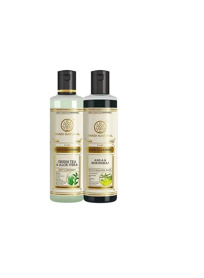 Amla & Bhringraj Hair Cleanser/Shampoo, 210 Ml With Greentea Aloevera Herbal Hair Conditioner, 210 Ml