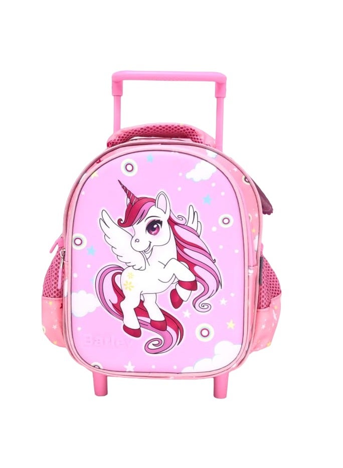 Pink Fantasy Wheeled Backpack for Kids Magical Backpack with Wings, Stars, and Rolling Wheels Perfect for School & Travel