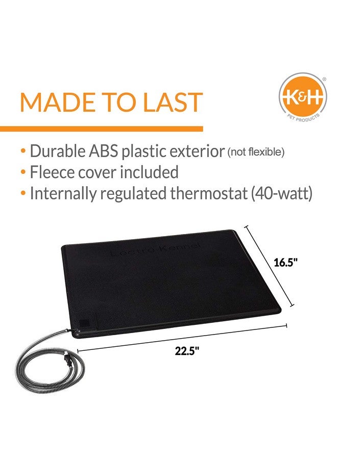 Heated LectroKennel Outdoor Dog Pad, Waterproof Dog And Cat Heating Pad, Kennel Warming Mat, Pet Warmer For Outside Animals, Anti Chew Cord, Black Medium 16.5 X 22.5 Inches