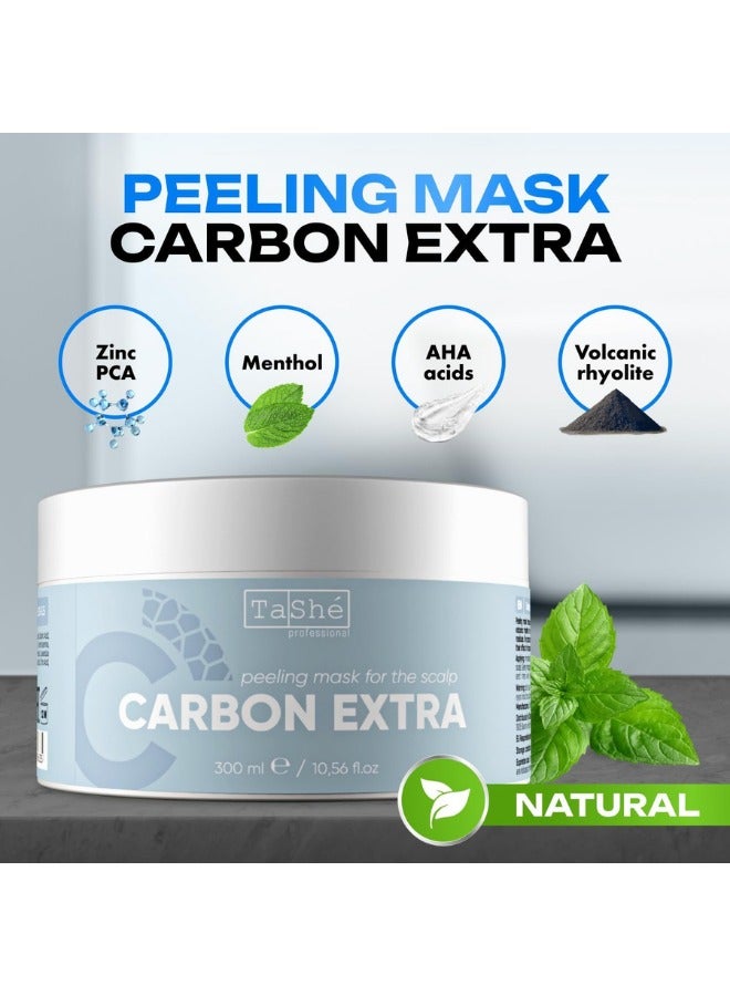 Carbon Scalp Peeling Mask – Deep Cleansing & Nourishing Formula with Volcanic Rhyolite, Zinc PCA, and Menthol, Hair Mask for All Hair Types, 300ml