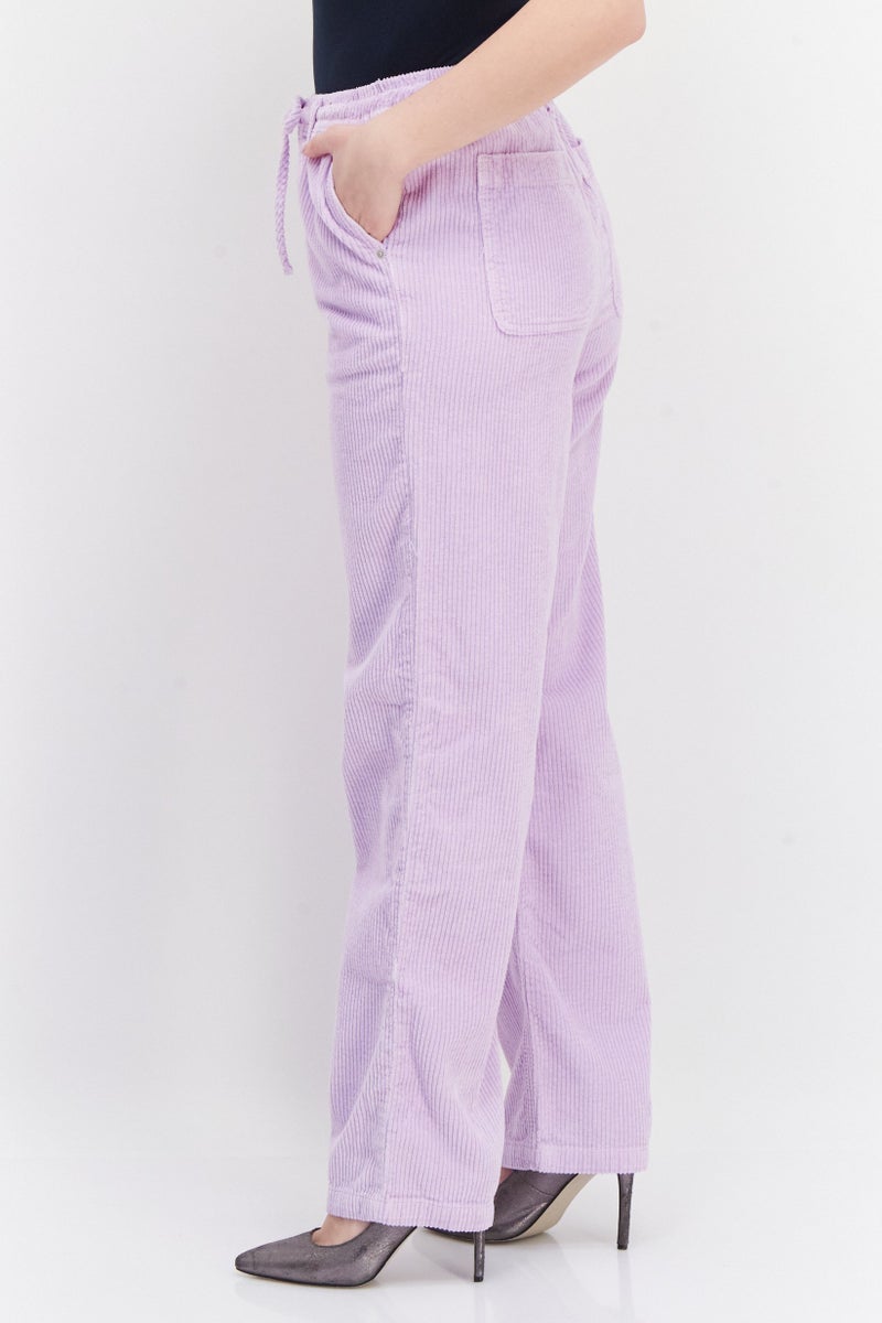 Women Drawstring Wide Leg Pants, Light Purple