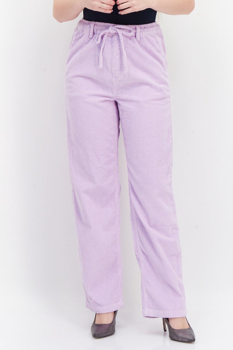 Women Drawstring Wide Leg Pants, Light Purple