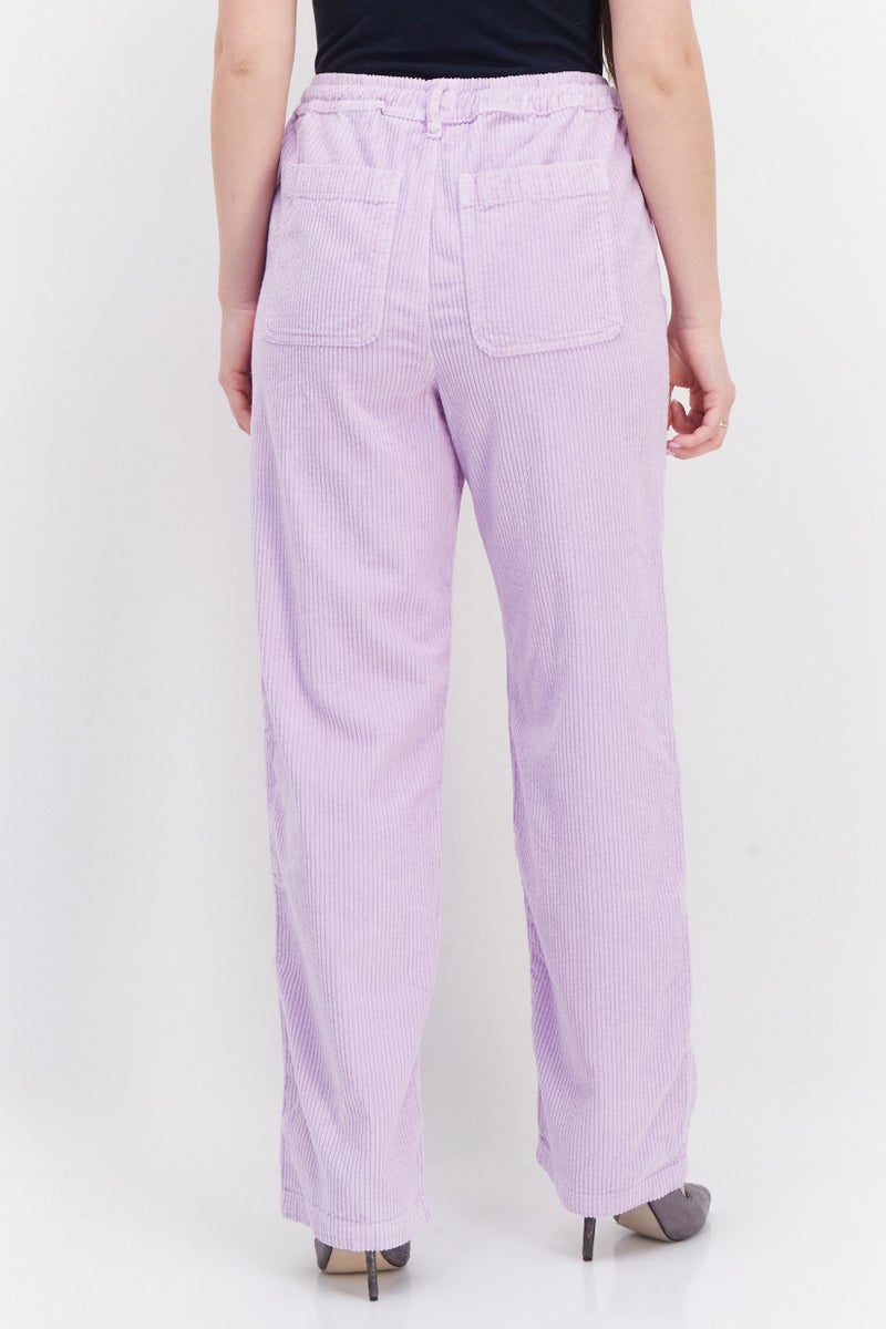 Women Drawstring Wide Leg Pants, Light Purple